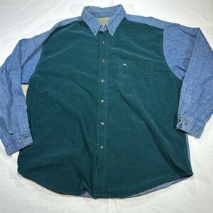 Casual Corner Men's Green and Blue Shirt